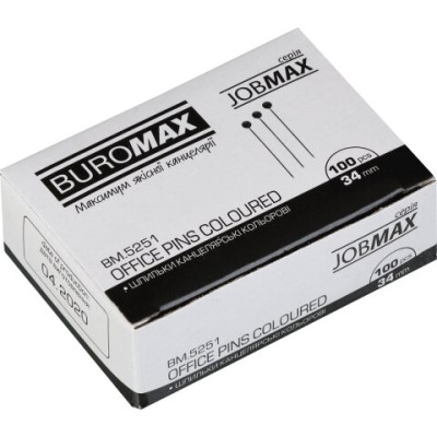 Шпильки кольорові, 34 мм JOBMAX, 100 шт. - BM.5251 Buromax
