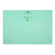 Папка-конверт на кнопке FAVOURITE, PASTEL, A4, мятная