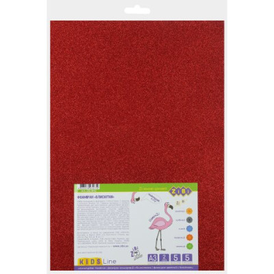 Фоамиран цветной с блестками, А3, 5 листов - 5 цветов, 2мм, KIDS Line ZB.1842