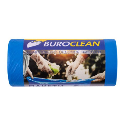 Пакеты для мусора 60л/20 шт,600х800мм, крепкие, синие,  21мкм, ПВД (LDPE),  BuroClean EuroStandart 10200033