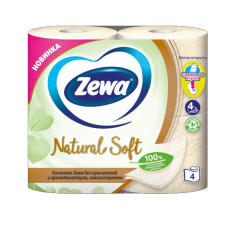 Туалетная бумага бело-кремовая 4слоя 4шт Zewa Natural Soft 8533-00