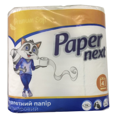 Туалетная бумага белая 2слоя 4шт Paper next 12уп/пак