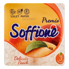 Туалетная бумага белая 3слоя 4шт Soffione Персик