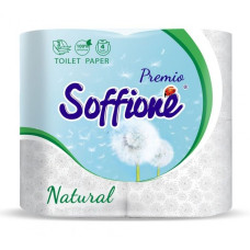 Туалетний папір білий 3кулі 4шт Soffione Natural