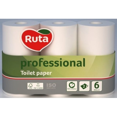 Туалетний папір білий 2шара 55м 6шт Ruta Professional 7уп/пак - 24385 PRO