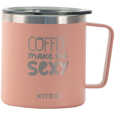 Термокружка 400 мл, пудра Coffee makes me sexy - K22-379-03-2 Kite