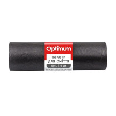 Пакет для сміття 120л 70*105 10шт надміцний чорний OPTIMUM 25шт/уп 16118100