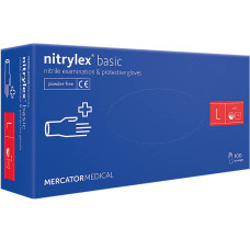 Рукавички нітрилові припудрені NITRYLEX BASIC,100 шт в уп. розмір L, сині PRO SERVICE без ПДВ