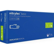 Рукавички нітрилові припудрені NITRYLEX BASIC,100 шт в уп. розмір S, сині PRO SERVICE без ПДВ
