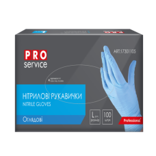 Нітрилові рукавички, нестерильні, блакитні, 100шт/уп., розмір L, PRO SERVICE