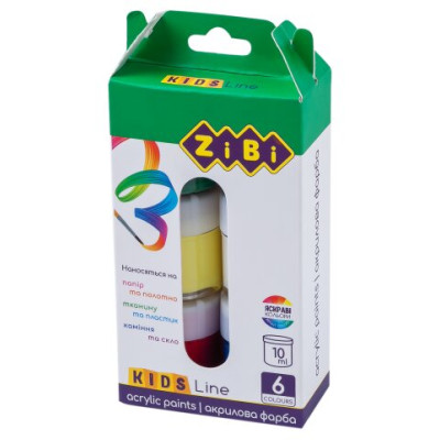 Акрил 6 кольорів х 10мл, KIDS Line - ZB.6660 ZiBi