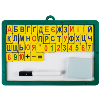 Магнитная доска с набором магн. цифр, знаков и букв, губка, маркер - E81212 Economix