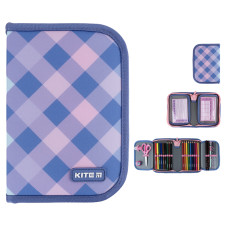 Пенал Kite 1 отд., 2 отв., с наполнением 622H Purple Chequer