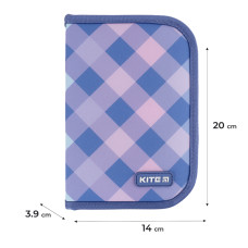 Пенал Kite 1 отд., 2 отв., с наполнением 622H Purple Chequer