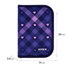 Пенал Kite 1 отд., 1 отв., без наполн. 621 Check and Hearts