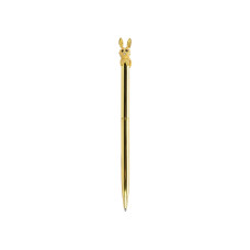 Ручка металева із фігуркою "Золотистий зайчик", пише синім