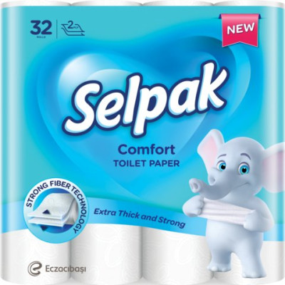 Папір туалетний целюлозний Comfort 2-х шар., 32 рул/уп, білий SELPAK PRO