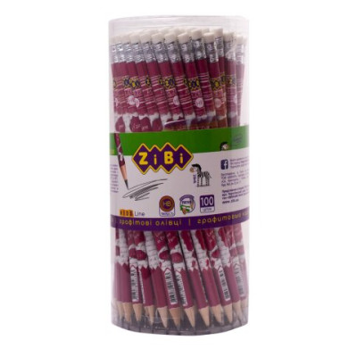 Олівець графітовий HB з гумкою LOVE, 100шт. у тубі, KIDS Line - ZB.2301 ZiBi