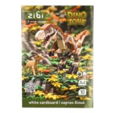 Картон білий крейдований двосторонній DINO, А4, 10 аркушів, 180 г/м2, KIDS Line