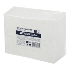 Серветки паперові, BUROCLEAN, 210*210 мм, 500шт., в п/п упаковці, білі