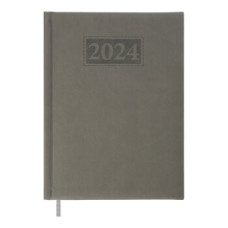 Щоденник датов. 2024 GENTLE, A5, сірий, штуч. шкірапоролон