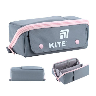 Пенал Kite 2702-1 серо-розовый