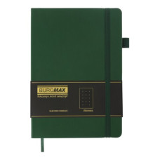 Блокнот діловий BRIEF А5, 96л, крапка, обкладинка штучна шкіра, зелений