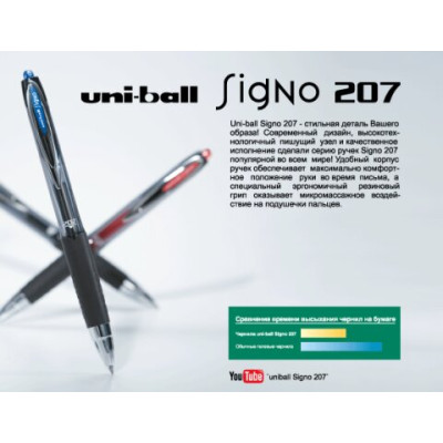 Стержень гелевый для автоматической ручки Signo 207, 0.5мм, черный UMR-85.Black