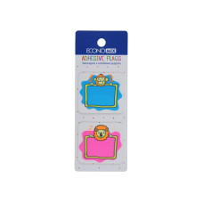 Закладки з клейким шаром 40х45 мм Economix Fun Lion & monkey, 40 шт., пластикові, асорті