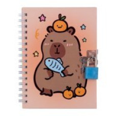 Блокнот на пружині збоку із замком CAPYBARA, 110х150 мм, 48 арк., клітинка, асорті, KIDS Line