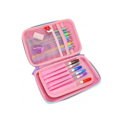 Пенал з тисненням, 1 відділення - QT-5669-Pink
