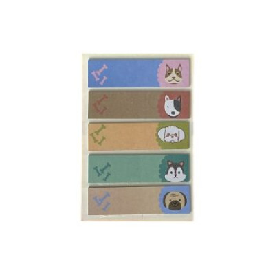 Закладки паперові DOGS, з клейким шаром, 44x12 мм, 5 диз. по 20 арк., KIDS Line ZB.15101