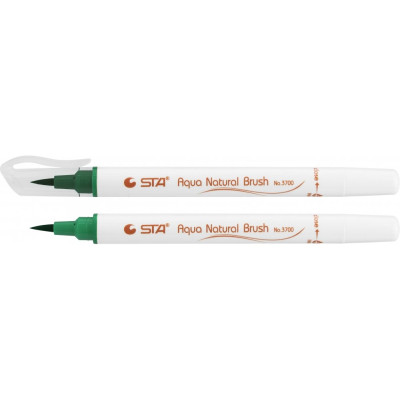 Маркер-кисть акварельний STA 3700 AQUA NATURAL BRUSH 3700, изумрудный STA3700-39
