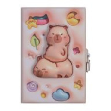 Блокнот 3D із замком CAPYBARA, 145 х 210 мм, 80 арк., клітинка, Soft PU обкладинка, асорті, KIDS Line