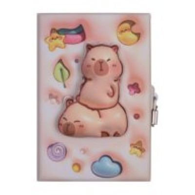 Блокнот 3D із замком CAPYBARA, 145 х 210 мм, 80 арк., клітинка, Soft PU обкладинка, асорті, KIDS Line