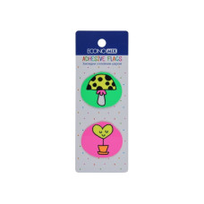 Закладки з клейким шаром 35х40 мм Economix Fun heart and mushroom, 40 шт., пластикові, асорті