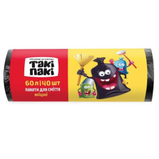 Пакет для сміття 60л 60*72 40шт Такі Паки 25шт/уп