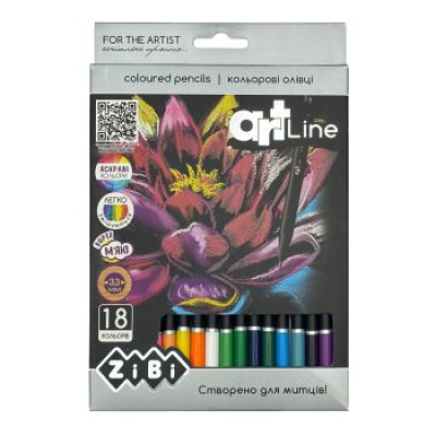 Олівці кольорові, 18кол., круглий, ART Line ZB.2433