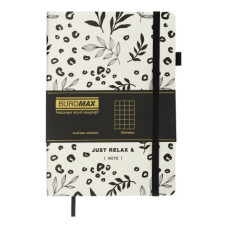 Блокнот деловой RELAX, А5, 96 л., клетка, белый, иск.кожа