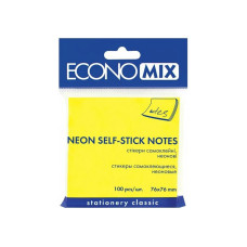 Стікери Economix, 75х75, жовті, 100л.