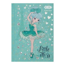Блокнот LITTLE MISS, А-6, 64л., кл., тв. обкл., мат. лам.+лак, фольга, бірюзовий