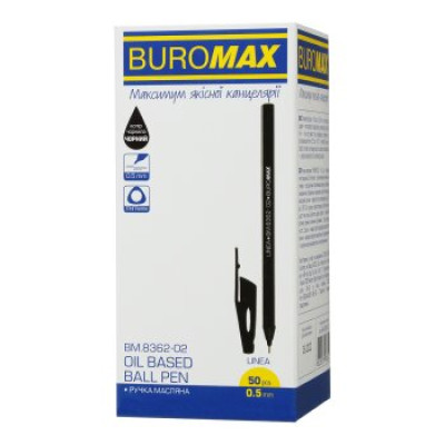 Ручка масляна, LINEA, 0,5 мм, тригранний корпус, чорні чорнила BM.8362-02