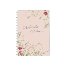 Блокнот Watercolor Memories, А5, обкл. картон, спіраль, 80 арк., кліт.