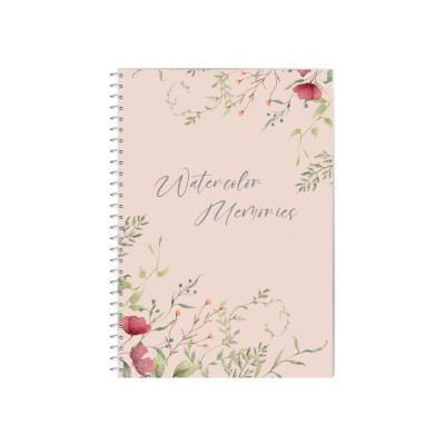 Блокнот Watercolor Memories, А5, обкл. картон, спіраль, 80 арк., кліт. O27155