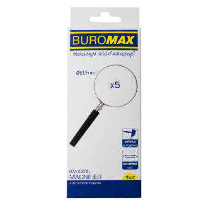 Лупа, пластик, 5X/ d60, металлическая оправа - BM.4305 Buromax