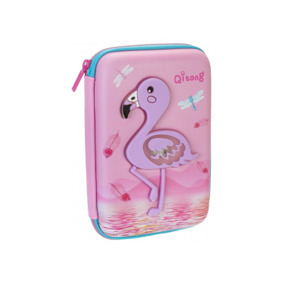Пенал LED на 1 відділення на блискавці з органайзером, рожевий - QT-5758-Pink COOLFORSCHOOL