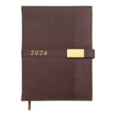 Щоденник дат. 2026 LEROY, A5, коричневий, штучна шкіра