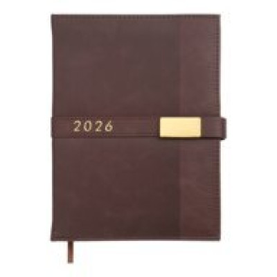 Щоденник дат. 2026 LEROY, A5, коричневий, штучна шкіра BM.21145-25