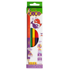 Кольорові олівці Double, 6 шт. (12 кольорів), KIDS LINE