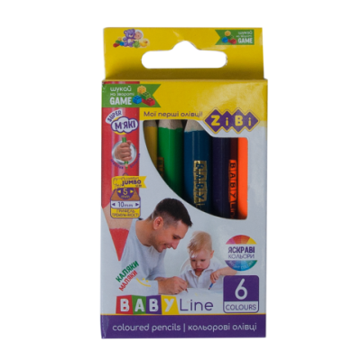 Кольорові олівці  mini JUMBO, 6 кольорів - ZB.2450 ZiBi